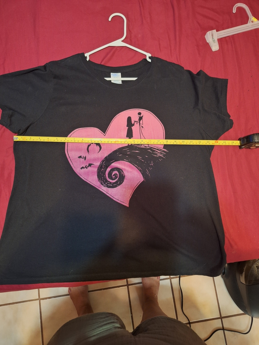Disney Black Tee with Pink Heart Nightmare Before Christmas Graphic - Picture 4 of 5
